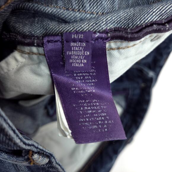 Ralph Lauren Purple Label Denim Jeans Size 34x27 Polo Distressed Italy Selvedge - Picture 4 of 12